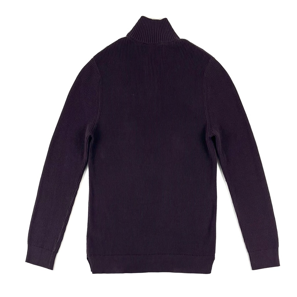 Express Solid Mock Neck Snap Zip Merlot Sweater - image 6